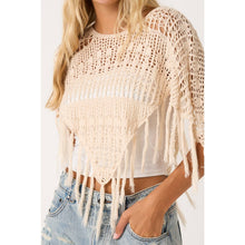 Load image into Gallery viewer, Crochet Crop Fringe Poncho

