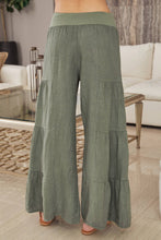 Load image into Gallery viewer, Olive Linen Tiered Palazzo Pants
