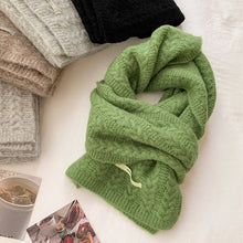Load image into Gallery viewer, Avocado Green Wool Cable Knit Winter Scarf
