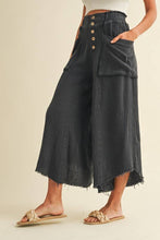 Load image into Gallery viewer, Mineral Washed Fray Hem Linen Cotton Wide Pants
