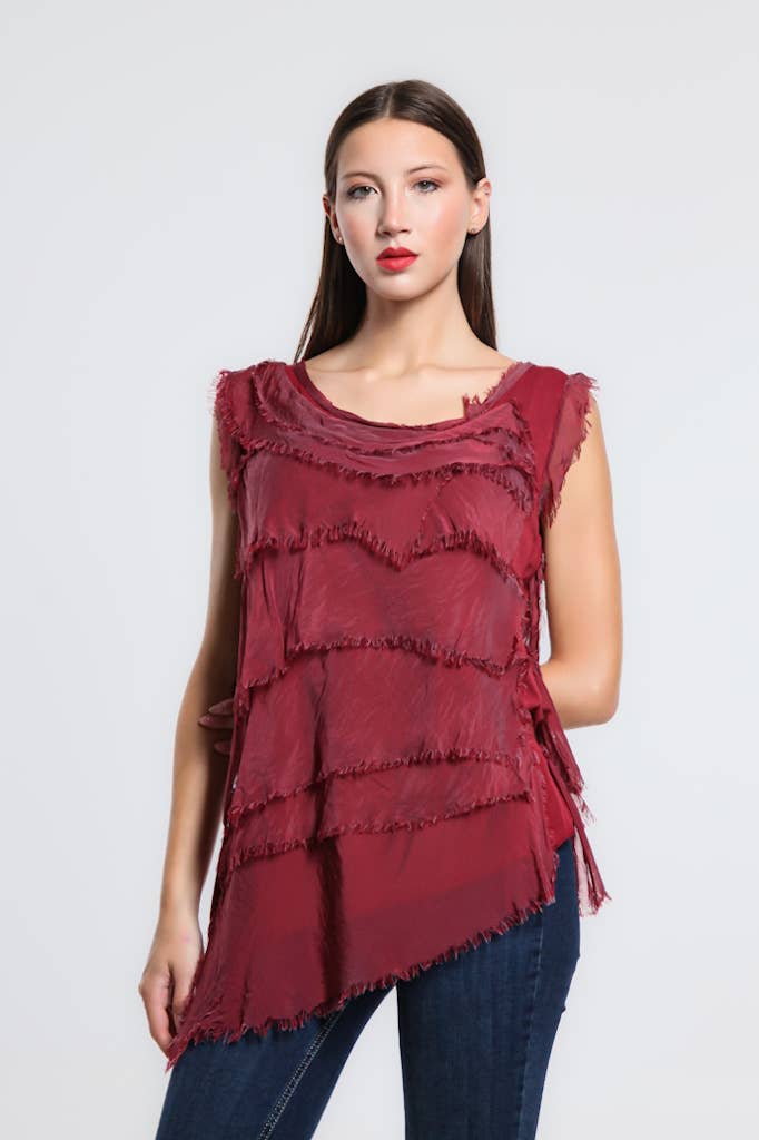 Arianna Silk Ruffle Top