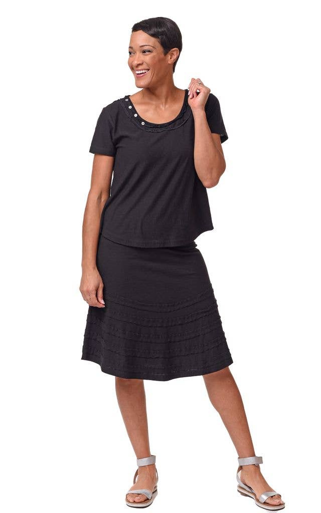 Tulip Button Tee in Black