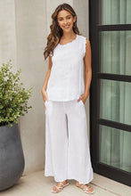 Load image into Gallery viewer, Reese Star embroidered linen top w/ruffle edge sleeve
