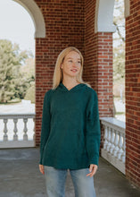 Load image into Gallery viewer, Avalin Slub Cotton Hoodie~ In Navy &amp; White &amp; Peacock

