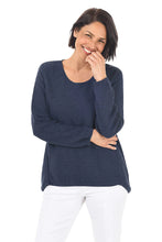 Load image into Gallery viewer, Avalin Cable Stitch V Neck Sweater~ in Navy &amp; White &amp; Coral
