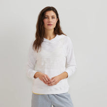 Load image into Gallery viewer, Avalin Slub Cotton Hoodie~ In Navy &amp; White &amp; Peacock
