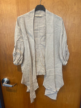 Load image into Gallery viewer, Saga Linen Drape Jacket~ In Sand &amp; White
