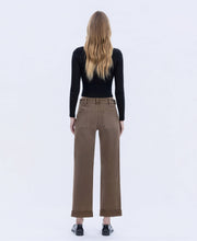 Load image into Gallery viewer, Mocha High Rise Tab Slim Jeans
