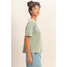 Load image into Gallery viewer, Acid Wash Raw Seam Raglan Short Sleeve Tee
