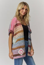 Load image into Gallery viewer, STRIPED PATCH SHORT SLEEVE KNIT CARDIGAN
