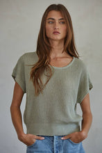 Load image into Gallery viewer, Shai Knit Sweater See Through Short Sleeve Pullover Top
