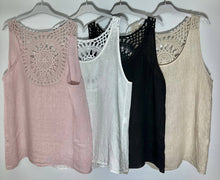 Load image into Gallery viewer, Crochet Back Linen Top
