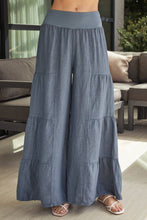 Load image into Gallery viewer, Slate Linen Tiered Palazzo Pants
