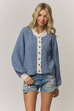 Load image into Gallery viewer, Farrah Contrast Scalloped Trim Cardigan
