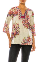 Load image into Gallery viewer, Vintage Tea Wash Boho Floral Tunic with Embroidery
