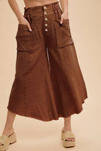 Load image into Gallery viewer, Mineral Washed Fray Hem Linen Cotton Wide Pants
