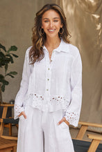 Load image into Gallery viewer, Alicia Linen Button Down Eyelet Jacket
