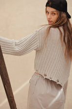 Load image into Gallery viewer, Loose Rib Knit Boat Neck Exposed Seam Sweater
