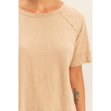 Load image into Gallery viewer, Acid Wash Raw Seam Raglan Short Sleeve Tee
