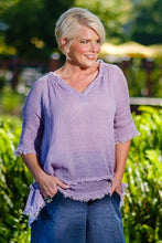 Load image into Gallery viewer, Zariah Crinkle Linen Raw Edge Top~ arriving next week!
