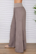 Load image into Gallery viewer, Mocha Linen Tiered Palazzo Pants
