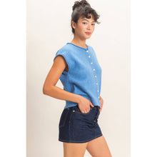 Load image into Gallery viewer, Rolled Edge Button Front Sweater Vest~ also in Blue
