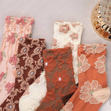 Load image into Gallery viewer, Orange Petal Embossed Women&#39;s Socks
