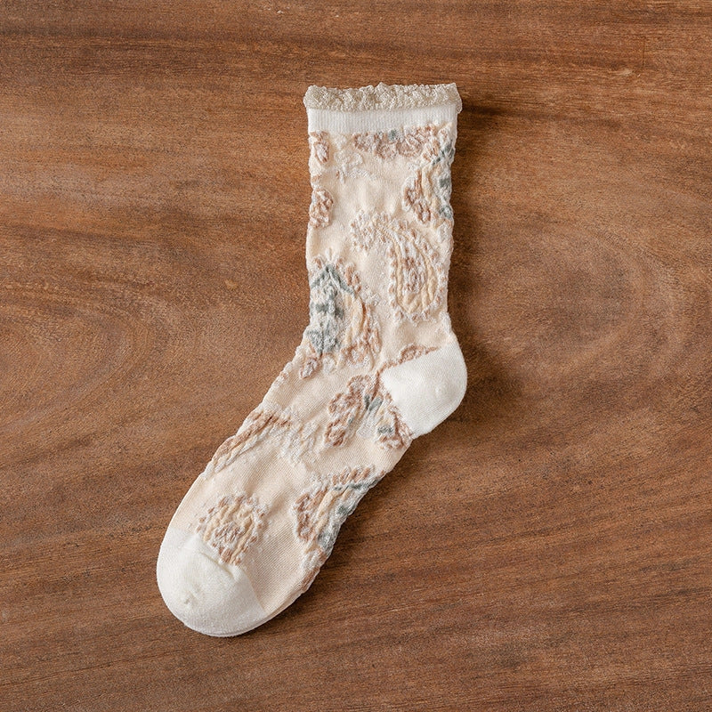 Rufia - Bohemian Embossed Floral Socks~ Many colors!