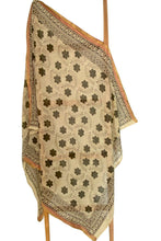 Load image into Gallery viewer, Black/Tan Naturally Dyed Block Printed Zari Sarong
