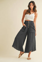 Load image into Gallery viewer, Mineral Washed Fray Hem Linen Cotton Wide Pants
