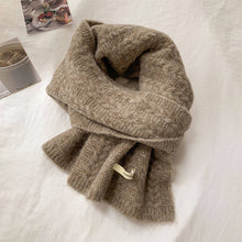Load image into Gallery viewer, Avocado Green Wool Cable Knit Winter Scarf
