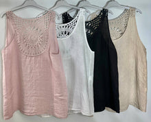Load image into Gallery viewer, Crochet Back Linen Top
