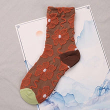 Load image into Gallery viewer, Orange Petal Embossed Women&#39;s Socks
