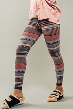 Load image into Gallery viewer, Hannah Multi Striped Sweater Knit Winter Leggings
