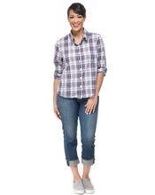Load image into Gallery viewer, Tulip Boyfriend Shirt in Lilac Plaid
