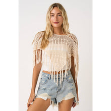 Load image into Gallery viewer, Crochet Crop Fringe Poncho
