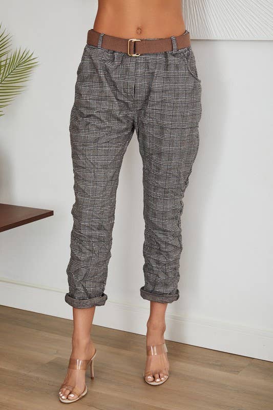 Plaid Crinkle Joggers