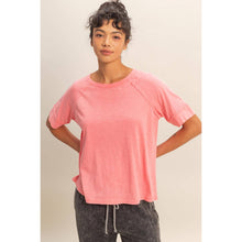 Load image into Gallery viewer, Acid Wash Raw Seam Raglan Short Sleeve Tee
