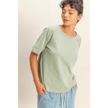 Load image into Gallery viewer, Acid Wash Raw Seam Raglan Short Sleeve Tee
