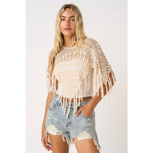 Load image into Gallery viewer, Crochet Crop Fringe Poncho
