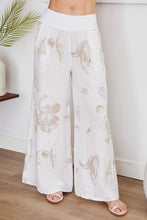 Load image into Gallery viewer, Blue Pansy Floral Print Wide Leg Linen Pants
