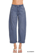 Load image into Gallery viewer, High Rise Barrel-leg Cropped Color Denim Pants
