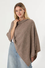 Load image into Gallery viewer, Cowl Neck Knit Poncho Wrap Shawl Women Asymmetrical Cape
