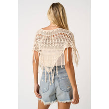 Load image into Gallery viewer, Crochet Crop Fringe Poncho
