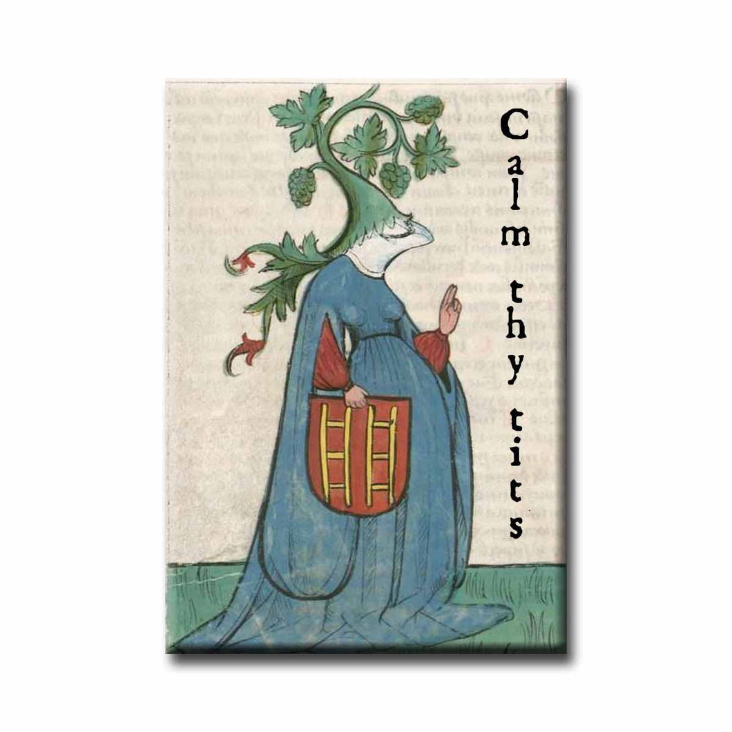 Medieval Marginalia Calm Thy Tits Refrigerator Magnet