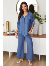Load image into Gallery viewer, Farahh Frayed Hem Linen Top
