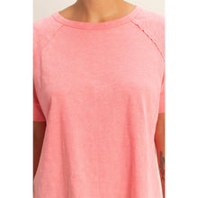 Load image into Gallery viewer, Acid Wash Raw Seam Raglan Short Sleeve Tee
