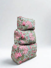 Load image into Gallery viewer, Block Print Vanity Travel Bag ~ Spring Garden- 7/9
