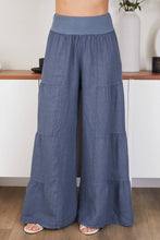 Load image into Gallery viewer, Slate Linen Tiered Palazzo Pants
