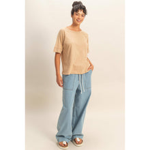 Load image into Gallery viewer, Acid Wash Raw Seam Raglan Short Sleeve Tee
